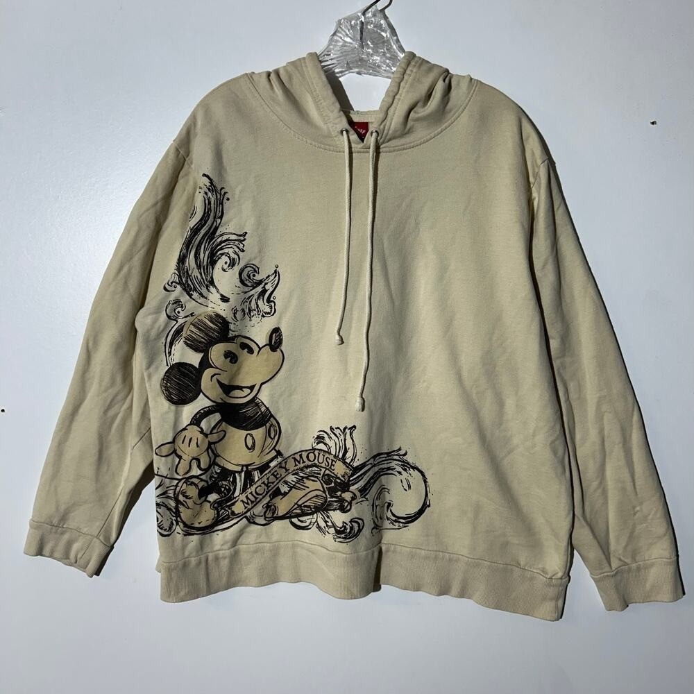 Disney Mickey Mouse Graphic‎ Hoodie Tan Beige Cream Plus Size 1X/2X FSC F3355581